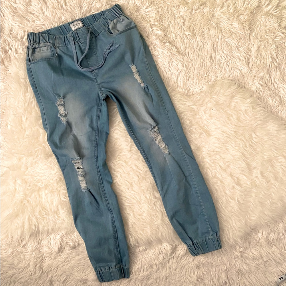 GOGO Jeans Distressed Denim Joggers, size 7